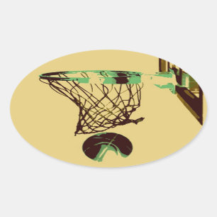 Pop Art Basketball Oval Sticker