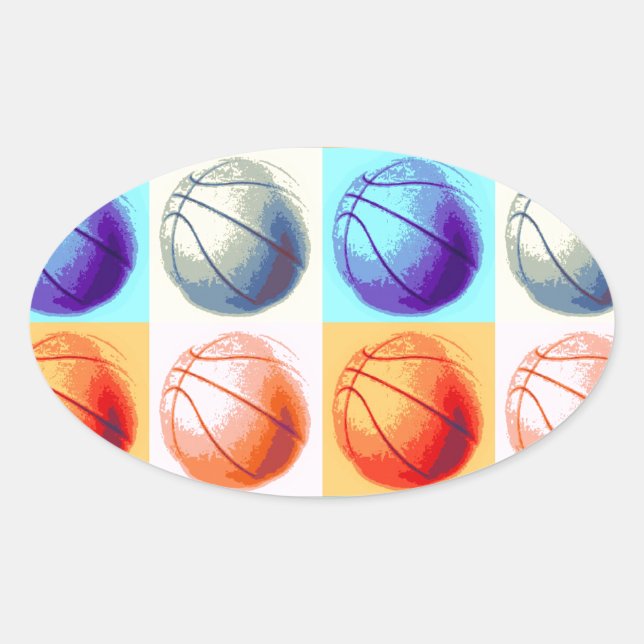 Pop Art Basketball Oval Sticker (Front)