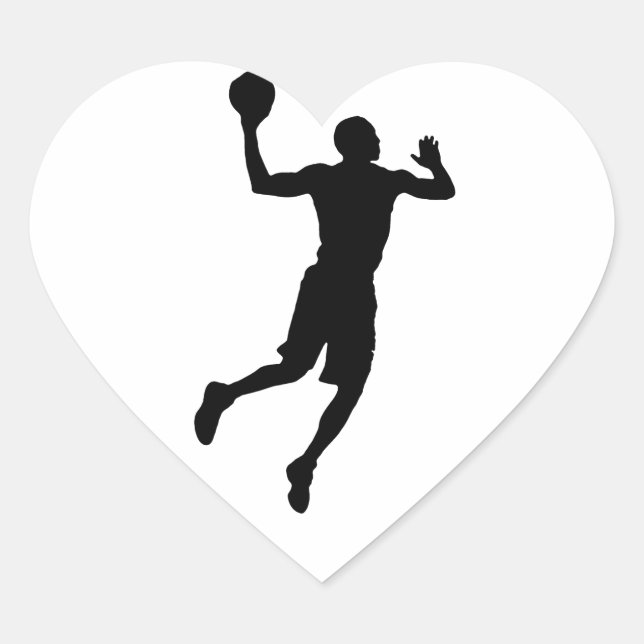 Pop Art Basketball Player Silhouette Heart Sticker (Front)