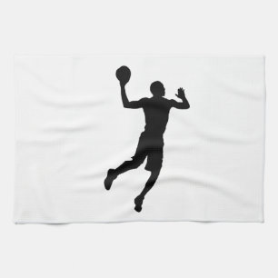 Pop Art Basketball Player Silhouette Tea Towel