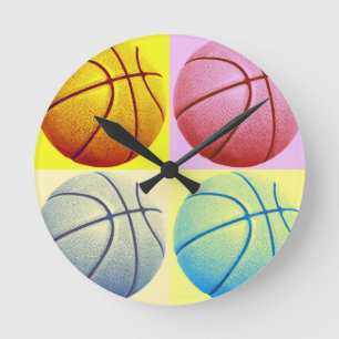 Pop Art Basketball Round Clock