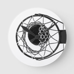 Pop Art Basketball Round Clock