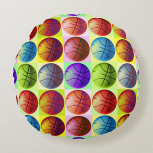 Pop Art Basketball Round Cushion