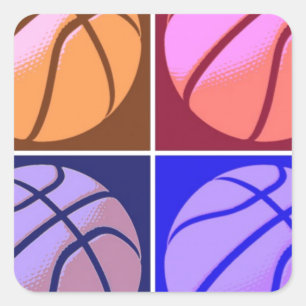 Pop Art Basketball Square Sticker