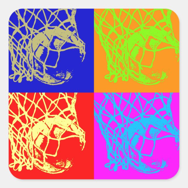 Pop Art Basketball Square Sticker (Front)