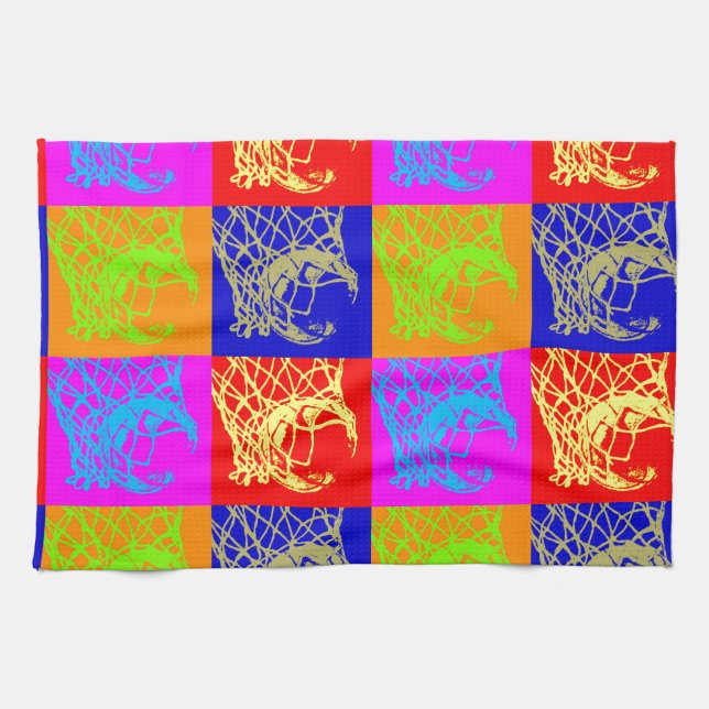 Pop Art Basketball Tea Towel (Horizontal)