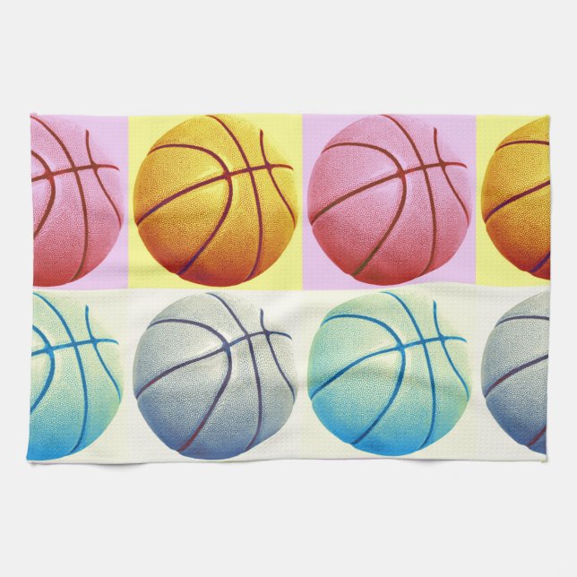 Pop Art Basketball Tea Towel (Horizontal)