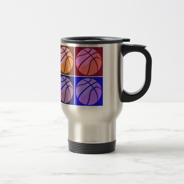 Pop Art Basketball Travel Mug (Right)