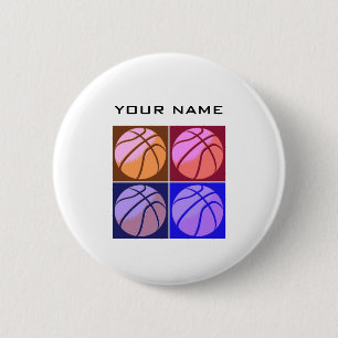 Pop Art Basketball Your Name 6 Cm Round Badge