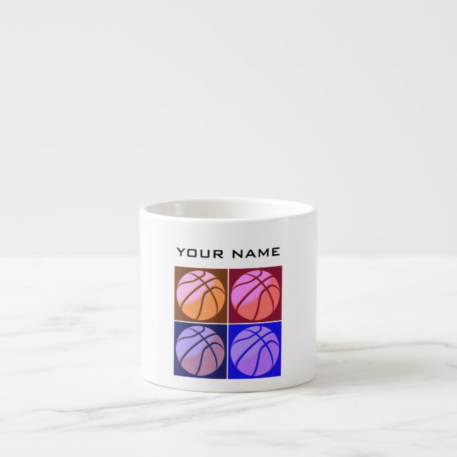 Pop Art Basketball Your Name Espresso Cup (Front)