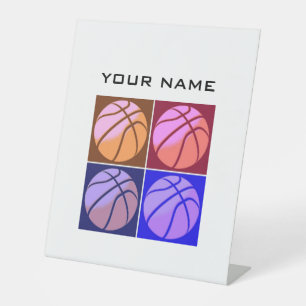 Pop Art Basketball Your Name Pedestal Sign
