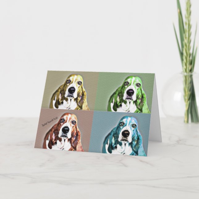 Pop Art Basset Hound Birthday Card (Front)