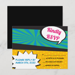 POP ART Bat Mitzvah REPLY CARD Invitation