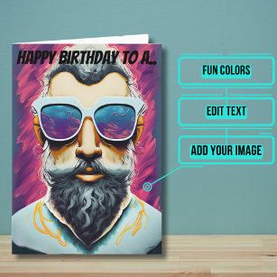 Pop Art Bearded Dude Birthday Card