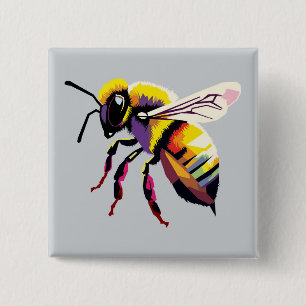 Pop art Bee 15 Cm Square Badge