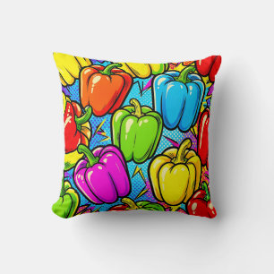 Pop Art Bell Peppers Pattern Cushion