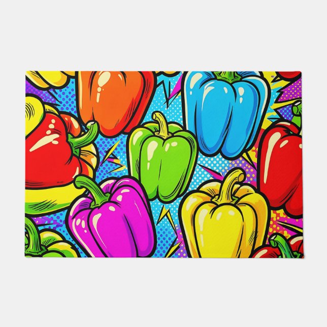 Pop Art Bell Peppers Pattern Doormat (Front)