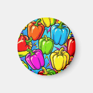 Pop Art Bell Peppers Pattern Magnet