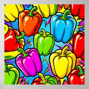 Pop Art Bell Peppers Pattern Poster