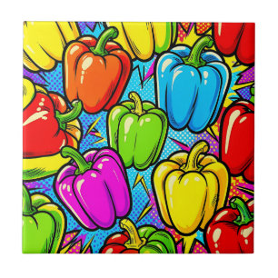 Pop Art Bell Peppers Pattern Tile