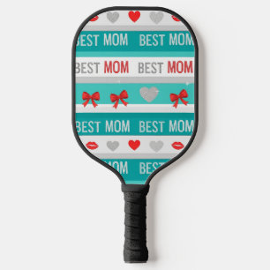 Pop Art BEST MOM Stripe – Bold Retro Love (3) Pickleball Paddle