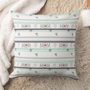 Pop Art BEST MOM Stripe – Bold Retro Love Cushion