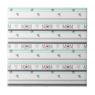 Pop Art BEST MOM Stripe – Bold Retro Love Tile