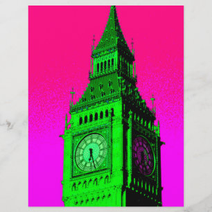 Pop Art Big Ben London Travel Pink Green
