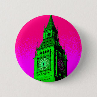 Pop Art Big Ben London Travel Pink Green 6 Cm Round Badge