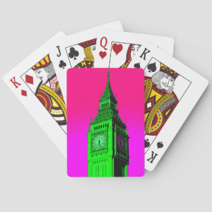 Pop Art Big Ben London Travel Pink Green Playing Cards