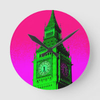 Pop Art Big Ben London Travel Pink Green
