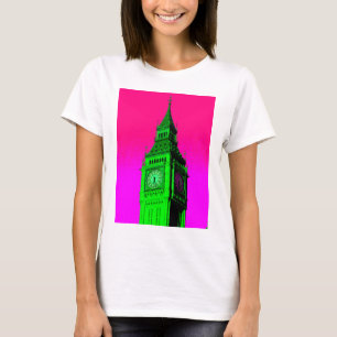 Pop Art Big Ben London Travel Pink Green T-Shirt