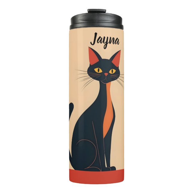 Pop Art Black Cat Thermal Tumbler (Front)