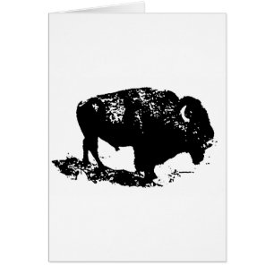 Pop Art Black White Buffalo Bison Silhouette