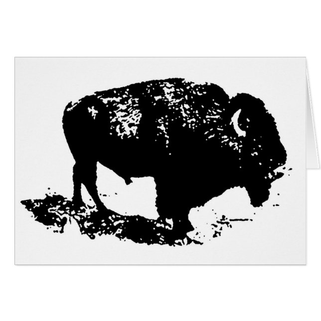 Pop Art Black White Buffalo Bison Silhouette (Front Horizontal)