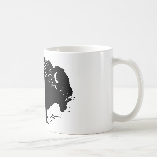 Pop Art Black White Buffalo Bison Silhouette Coffee Mug (Right)