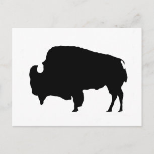 Pop Art Black & White Buffalo Silhouette Postcard