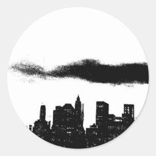 Pop Art Black White NYC New York City Classic Round Sticker