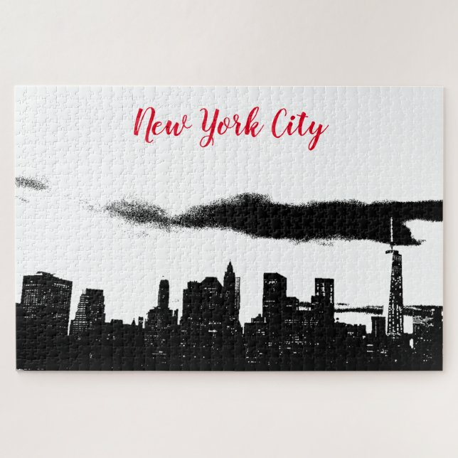 Pop Art Black White NYC New York City Jigsaw Puzzle (Horizontal)