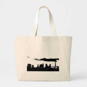 Pop Art Black White NYC New York City Large Tote Bag