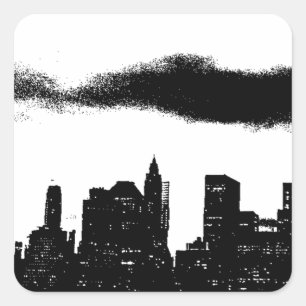Pop Art Black White NYC New York City Square Sticker