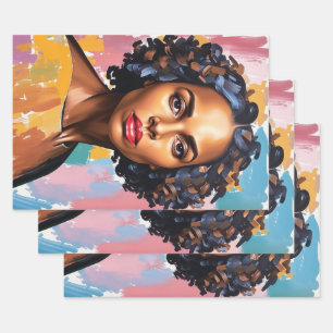 Pop Art Black Woman Wrapping Paper Sheets