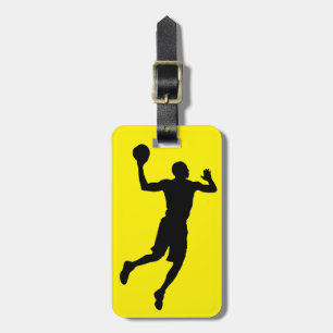 Pop Art Black Yellow Basketball Player Silhouette Luggage Tag