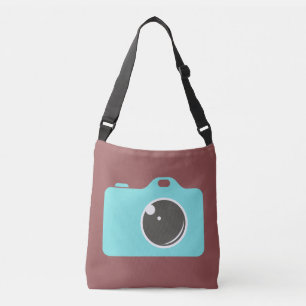 Pop Art Blue Camera Burgundy Crossbody Bag