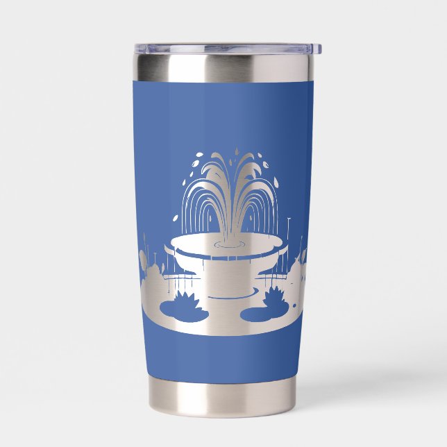 Pop Art Blue With Negative Space Fountain Insulated Tumbler (Left)