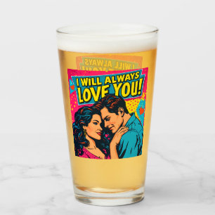 Pop Art Blue Yellow Magenta Romance Romantic Glass