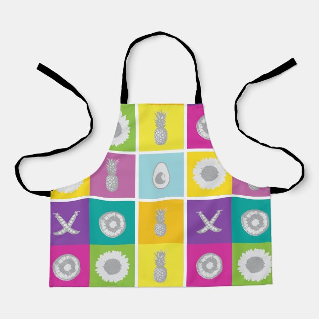 Pop Art Botanical & Fruit All-Over Print Apron (Front)