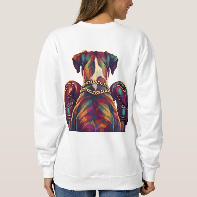 Pop Art Boxer Dog Boxing front and back print Sweatshirt (Back)