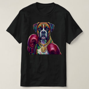 Pop Art Boxer Dog Boxing front and back print T-Shirt