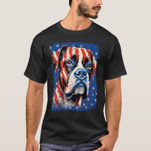 Pop Art Boxer Dog Patriotic 4th of July T-Shirt